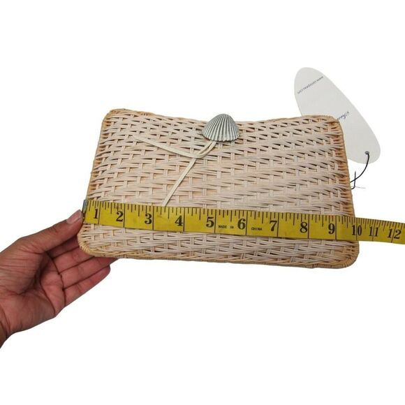 NEW Sieste Peau Cream Abaca Clutch Purse Bag - Picture 5 of 6